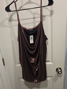 torrid Metallic Brown Draped Cowl Neck Camisole